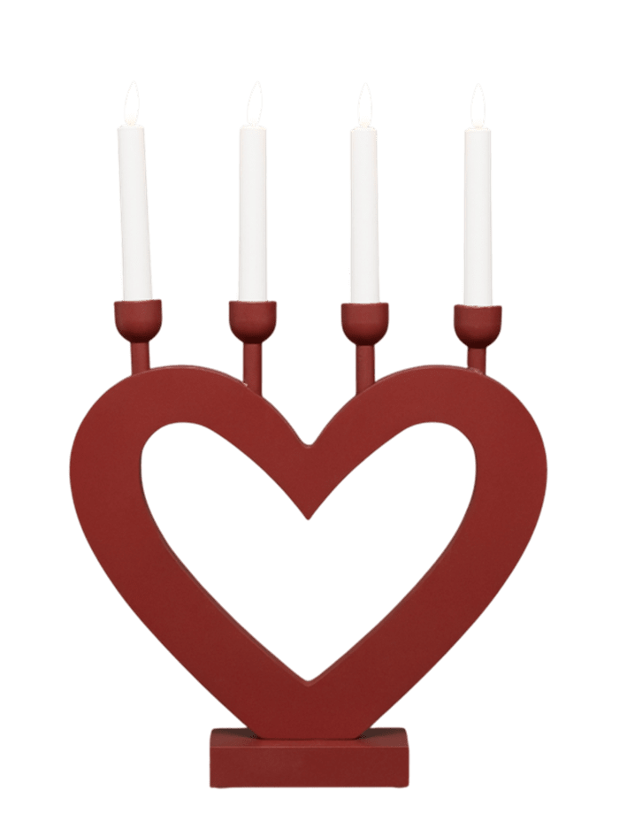 Hart ROOD Van Pixie Design - De hartvorm zorgt voor een charmant silhouet en maakt de kandelaar een mooie decoratie, bijvoorbeeld voor het raam, op een bureau of bijzettafel.