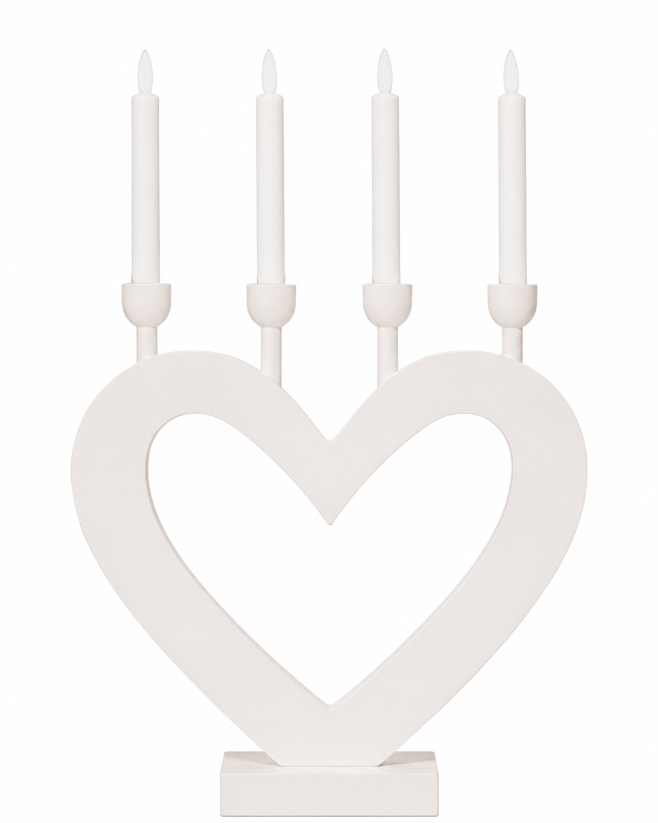 Hart Wit Van Pixie Design - De hartvorm zorgt voor een charmant silhouet en maakt de kandelaar een mooie decoratie, bijvoorbeeld voor het raam, op een bureau of bijzettafel.