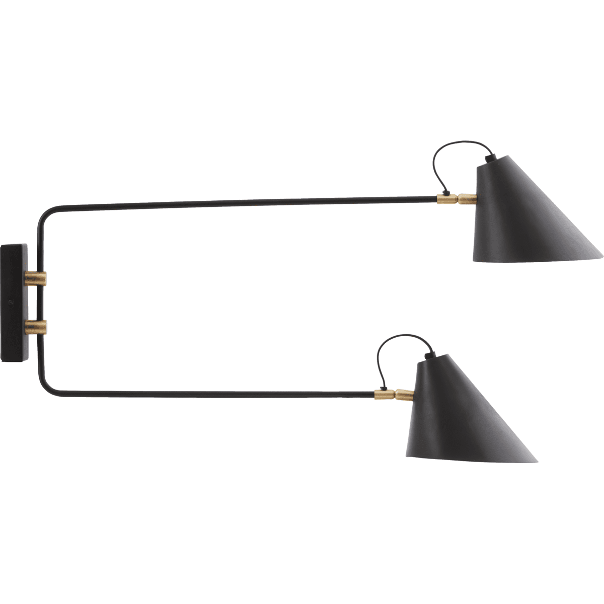 Club Double 80cm Zwart wandlamp Van House Doctor - De combinatie van zwart ijzer en goudkleurig messing geeft het ontwerp bovendien een warme uitstraling.