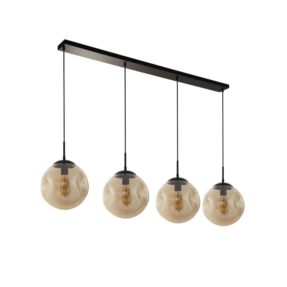 Punch 147cm Champagne hanglamp Van Searchlight - Punch is een stijlvolle plafondlamp met 4 glazen kappen in champagnekleur die een warme sfeer in de kamer creëert.