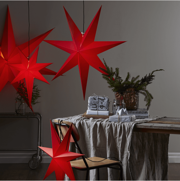 Rozen Ø100 ROOD Van Star Trading - Rode papieren ster met een diameter van 100 cm.