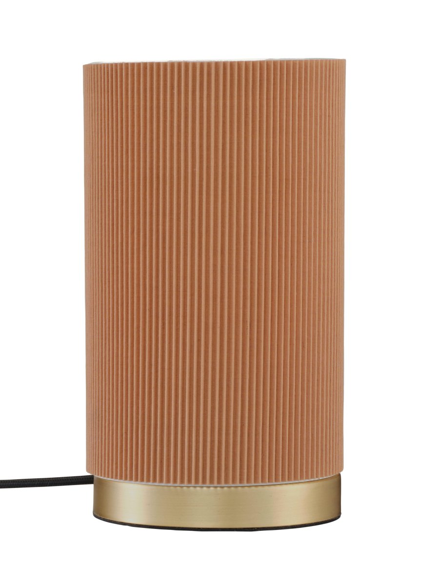 Dora 25cm Bruin tafellamp Van PR Home - Het laminaat op de achterkant van het scherm is gemaakt van polystyreenplastic.