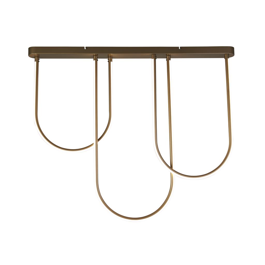 Chime 110cm Bronzen plafondlamp Van Searchlight - Chime is een plafondlamp die met zijn moderne, gebogen vorm en bronzen afwerking een echt gespreksonderwerp in de kamer zal zijn.