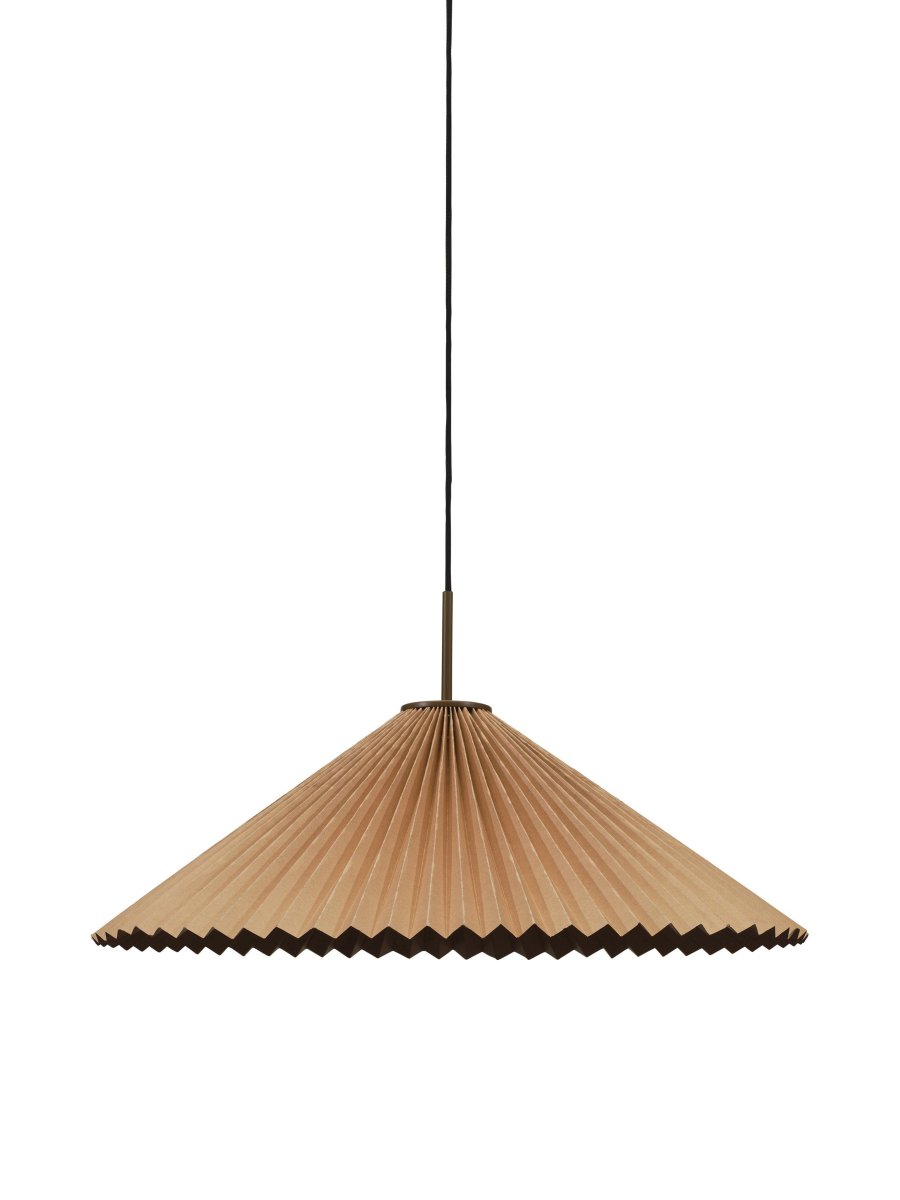 Dora Ø60 Bruin hanglamp Van PR Home - De lamp is voorzien van 1 E27 fitting, voorbereid voor een ongeaarde aansluiting en haakophanging aan een bestaande plafondfitting.