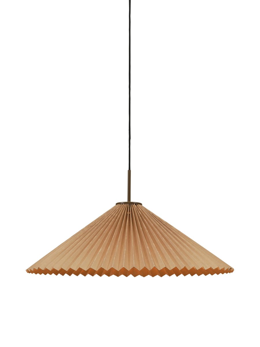 Dora Ø60 Bruin hanglamp Van PR Home - De lamp is voorzien van 1 E27 fitting, voorbereid voor een ongeaarde aansluiting en haakophanging aan een bestaande plafondfitting.