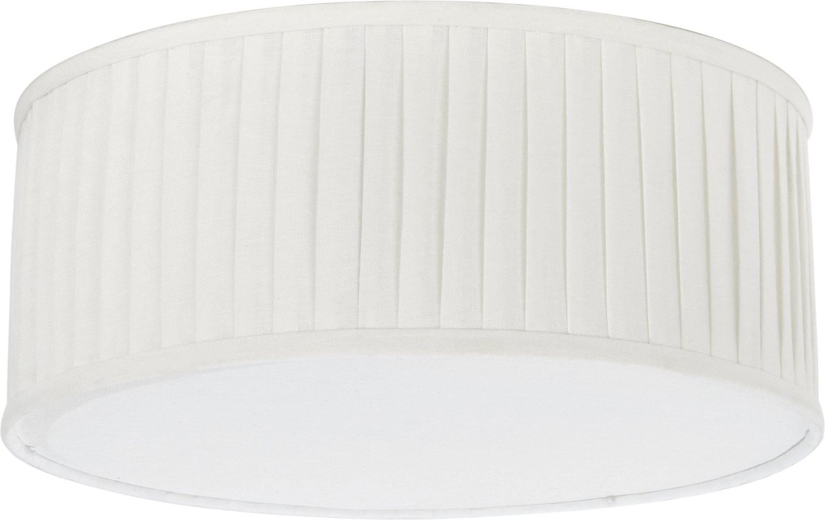 Plissé Ø45 Wit plafondlamp Van PR Home - De geplooide kap van wit linnen zorgt voor een zacht en aangenaam licht en geeft de kamer een gezellige sfeer.