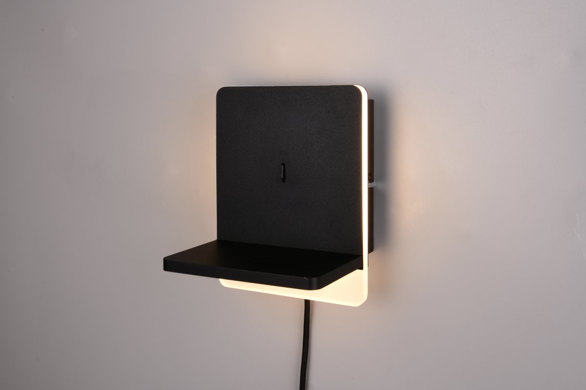 Fairfield 20cm Zwart wandlamp Van Trio Lighting - Met de ingebouwde SWITCH-dimmer kunt u de helderheid aanpassen van 100% tot 50% en 25% terwijl de aan/uit-schakelaar aan staat.