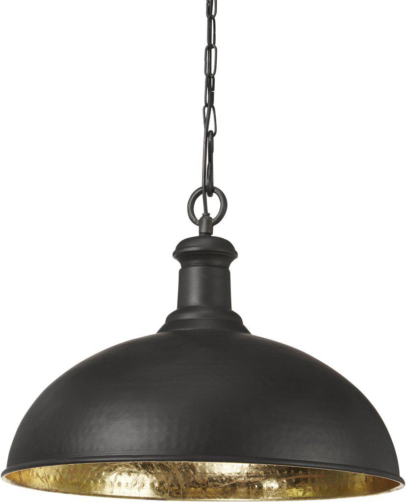 Delhi Ø50 Zwart hanglamp Van PR Home - De plafondlamp is voorzien van een 1,2 meter lange zwarte ketting en een plafondkap voor het ophangen aan een haak in dezelfde kleur als de lamp.