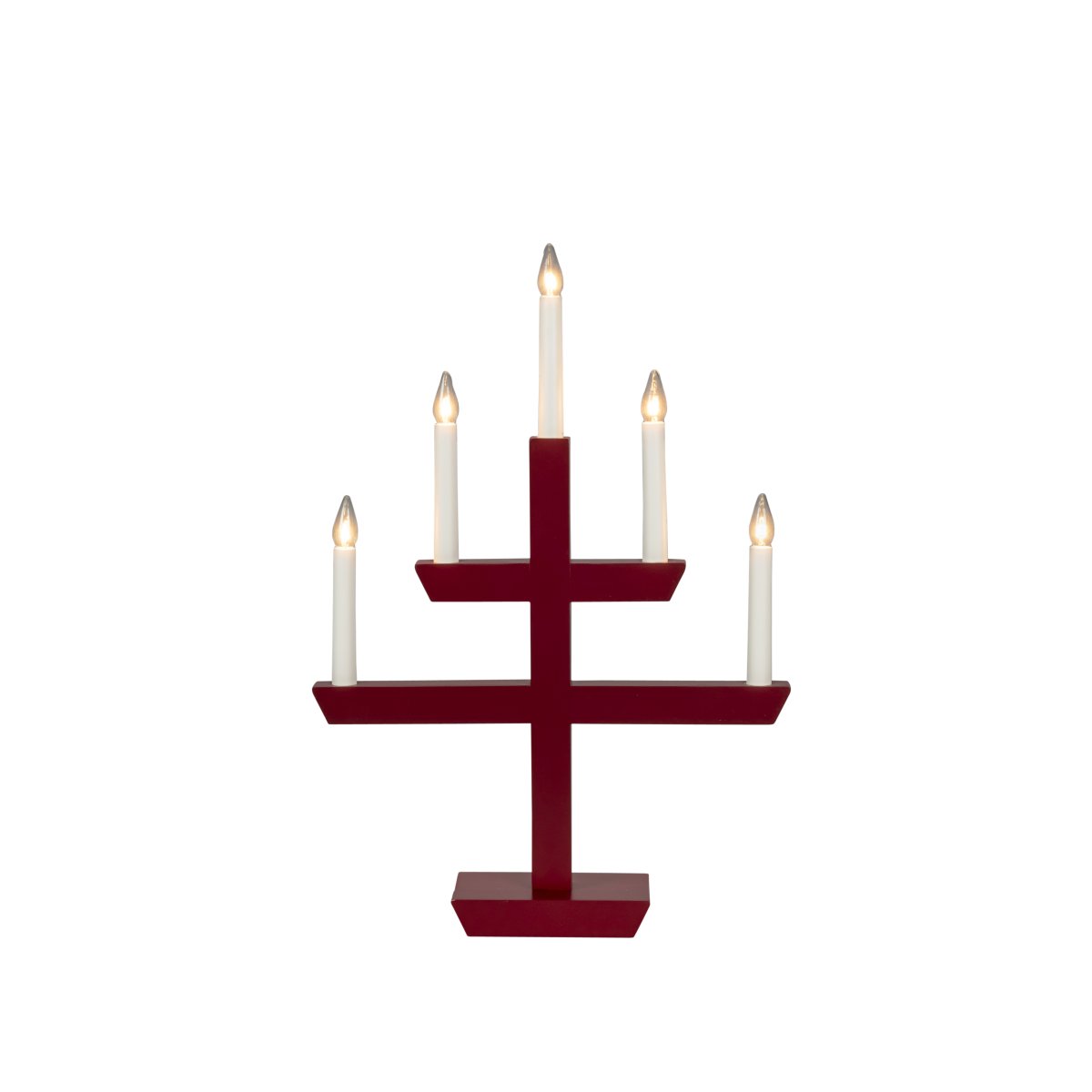 Wooden Candelabra 5 Lights ROOD Van Konstsmide - De combinatie van het klassieke houten gevoel en de moderne vorm maken het een elegante toevoeging aan elk huis.