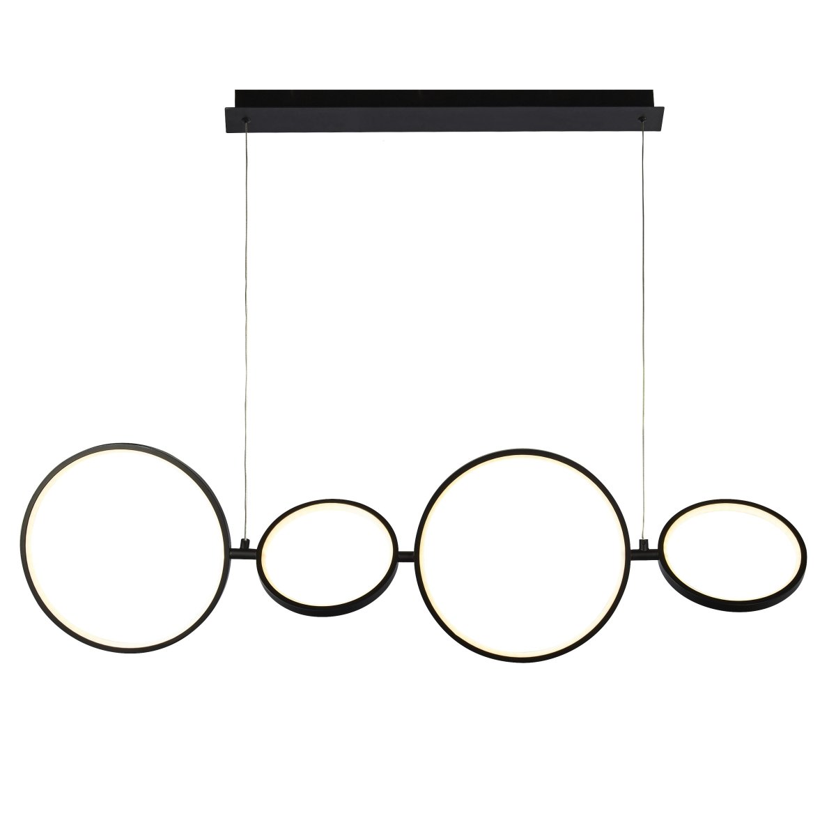Cirque 110cm Zwart hanglamp Van Searchlight - Dankzij de verstelbare ophanglengte tijdens de installatie en de mogelijkheid tot een dimmer, is deze lamp ideaal voor plaatsing boven keukenkastjes en eettafels.