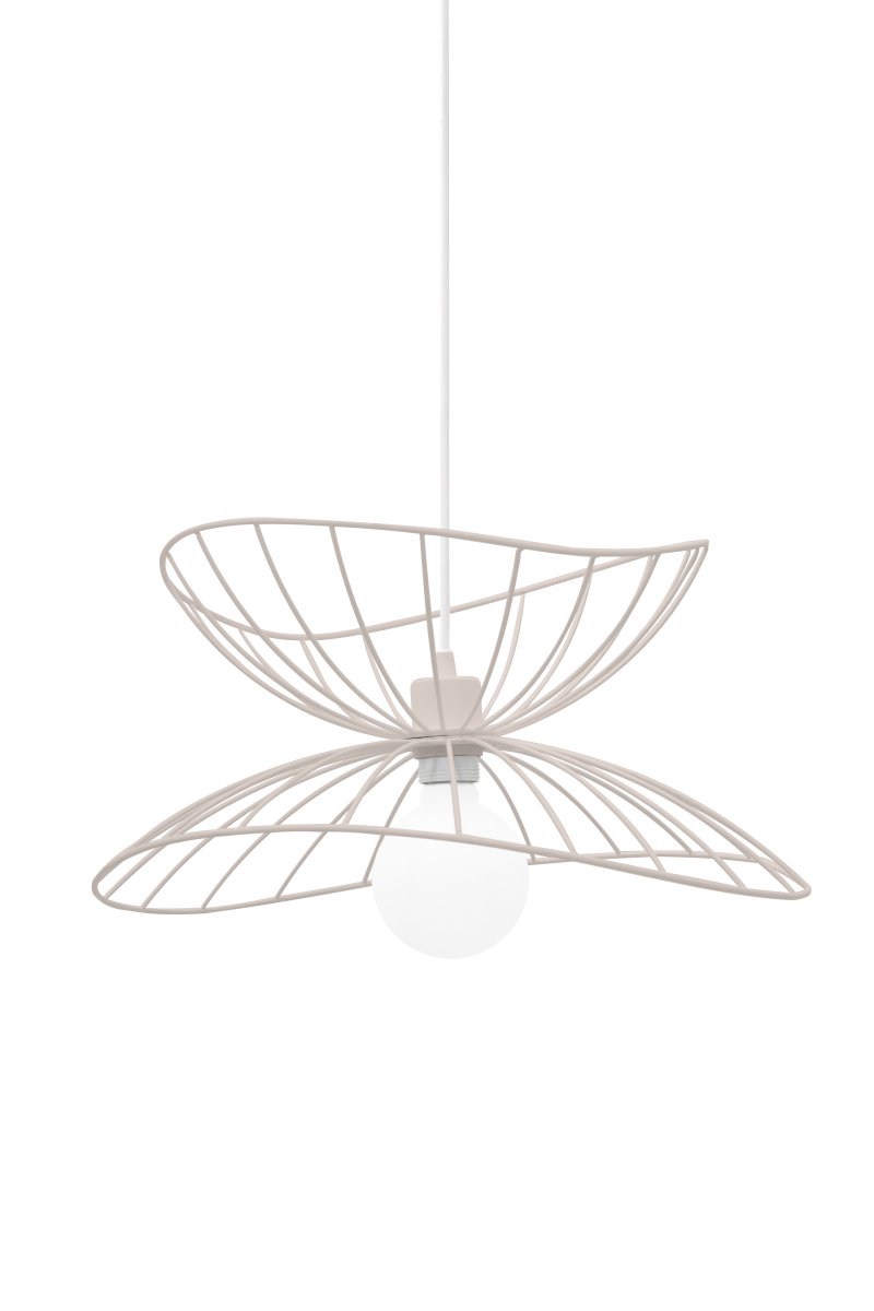 Ray Ø45 Beige hanglamp Van Globen Lighting - De twee lampenkappen kunnen op verschillende manieren worden geplaatst: boven elkaar of in elkaar gemonteerd voor een lagere hanglamp.