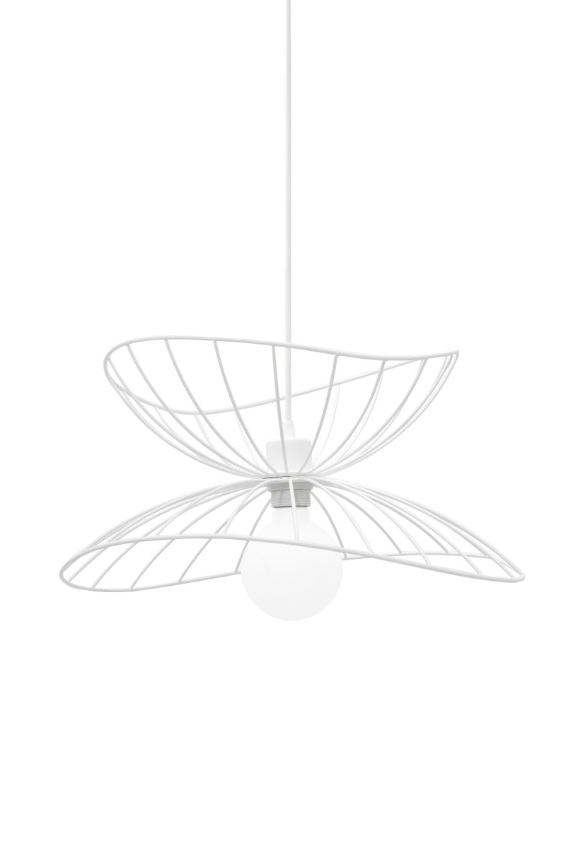 Ray Ø45 Wit hanglamp Van Globen Lighting - De twee lampenkappen kunnen op verschillende manieren worden geplaatst: boven elkaar of in elkaar gemonteerd voor een lagere hanglamp.