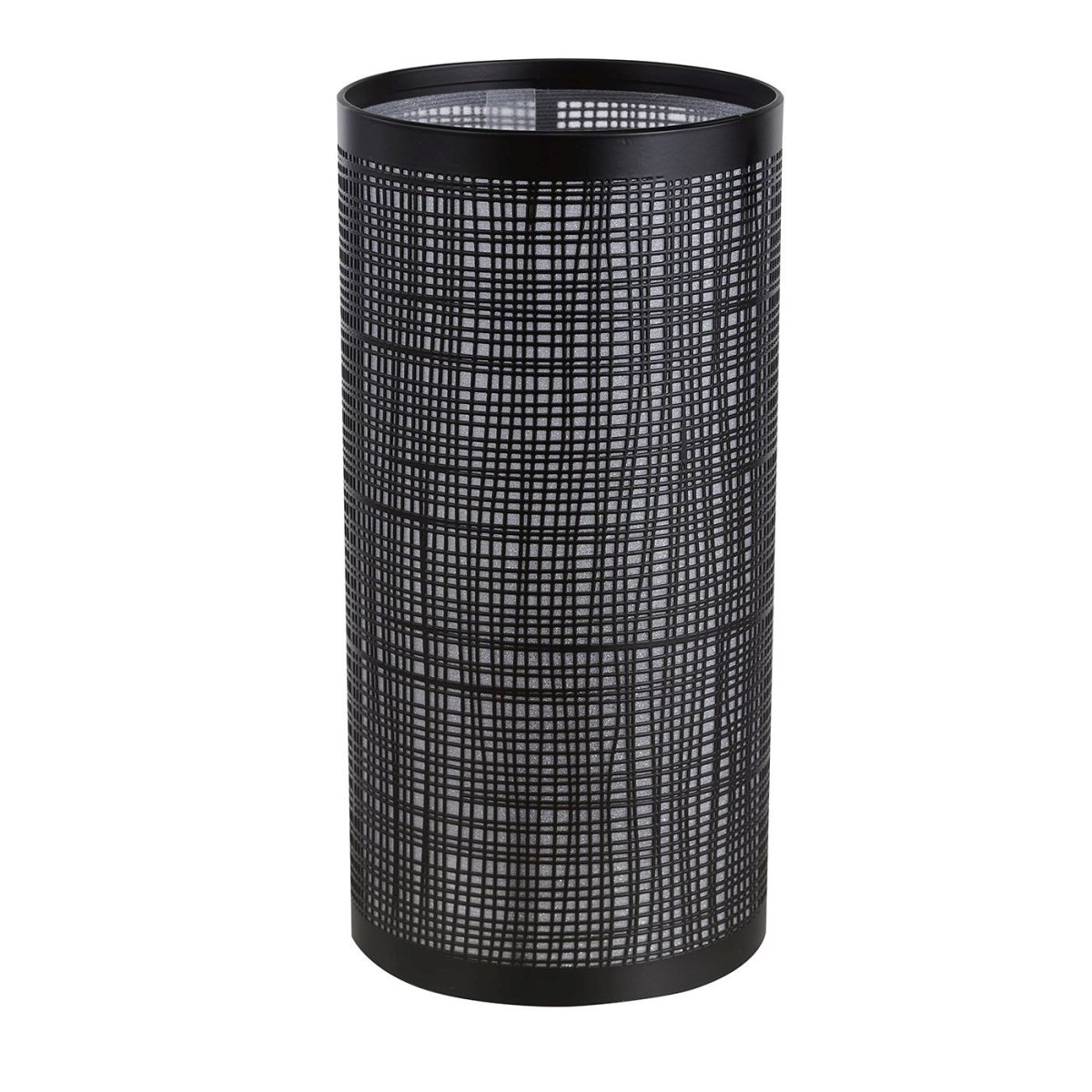  Linn 20cm Zwart tafellamp Van Oriva - De metalen behuizing met patroon creëert een uniek lichtspel dat een aangenaam licht verspreidt in de kamer, perfect voor het creëren van een gezellige sfeer in de woonkamer.