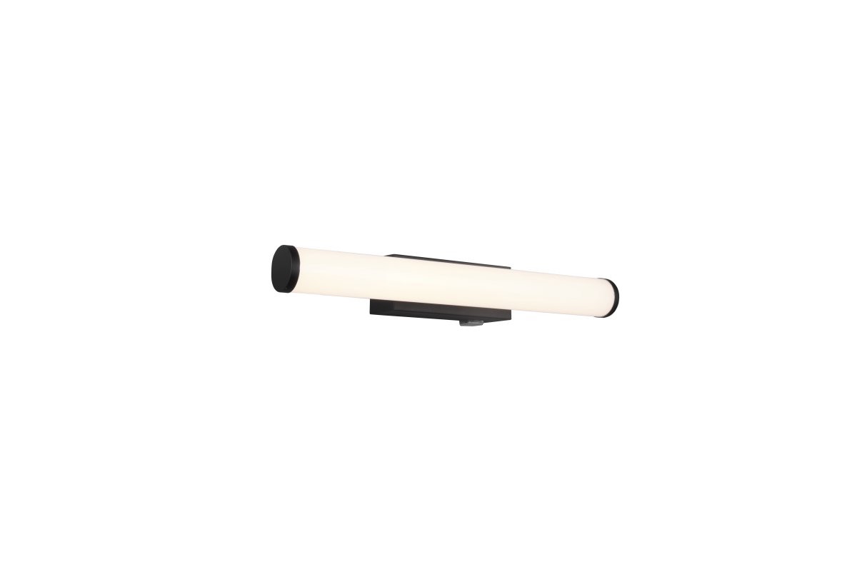 Mattimo 40cm Zwart badkamerlamp Van Trio Lighting - De combinatie van matzwart metaal en wit kunststof zorgt voor een harmonieuze uitstraling en kan worden bediend met een wandschakelaar of de geïntegreerde aan/uit-schakelaar.