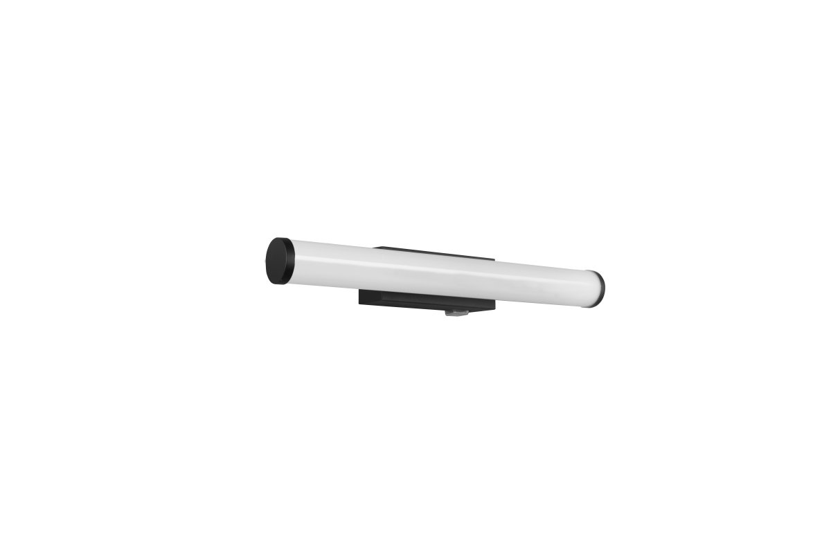 Mattimo 40cm Zwart badkamerlamp Van Trio Lighting - De combinatie van matzwart metaal en wit kunststof zorgt voor een harmonieuze uitstraling en kan worden bediend met een wandschakelaar of de geïntegreerde aan/uit-schakelaar.