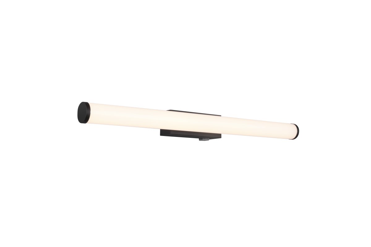 Mattimo 60cm Zwart badkamerlamp Van Trio Lighting - De combinatie van matzwart metaal en wit kunststof zorgt voor een harmonieuze uitstraling en kan worden bediend met een wandschakelaar of de geïntegreerde aan/uit-schakelaar.