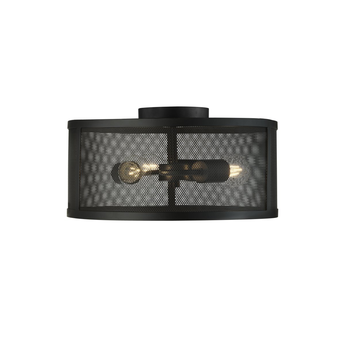 Fishnet Ø45 Matzwart plafondlamp Van Searchlight - Deze elegante Fishnet plafondlamp in matzwart omvat drie lichtbronnen in een mooie en decoratieve zwarte visnetkooi.