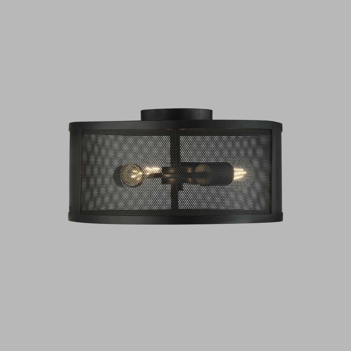 Fishnet Ø45 Matzwart plafondlamp Van Searchlight - Deze elegante Fishnet plafondlamp in matzwart omvat drie lichtbronnen in een mooie en decoratieve zwarte visnetkooi.
