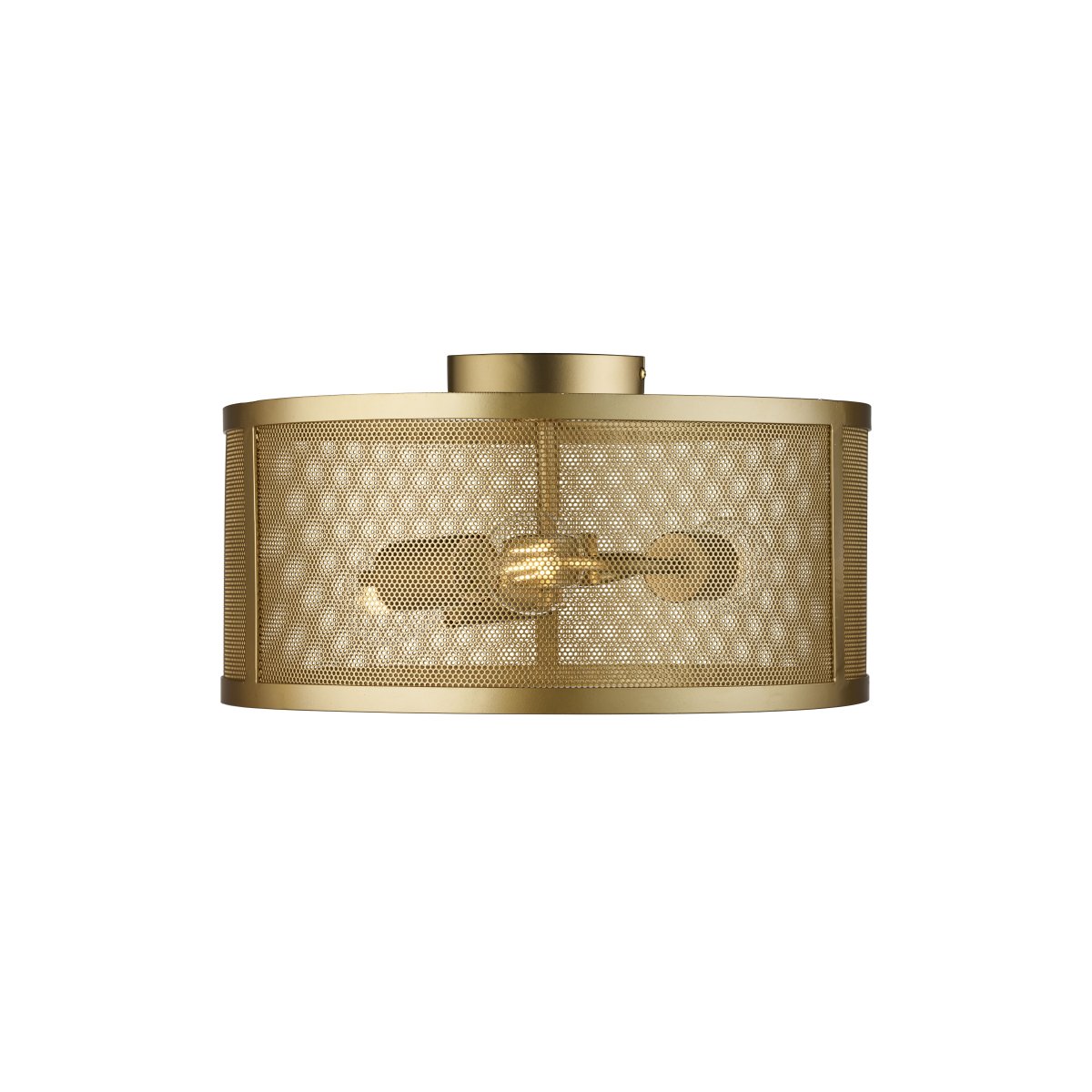 Fishnet Ø45 Mat goud plafondlamp Van Searchlight - Deze prachtige gouden Fishnet plafondlamp omvat drie lichtbronnen in een mooie en decoratieve visnetkooi.