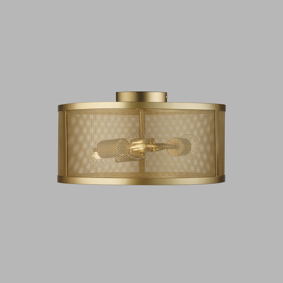 Fishnet Ø45 Mat goud plafondlamp Van Searchlight - Deze prachtige gouden Fishnet plafondlamp omvat drie lichtbronnen in een mooie en decoratieve visnetkooi.