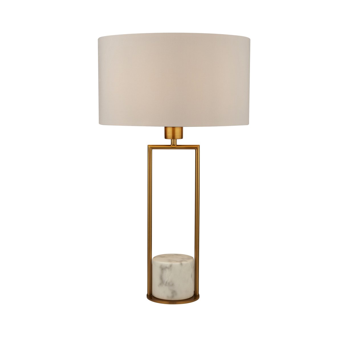 Claire 45cm Goud tafellamp Van Searchlight - Met zijn open en luchtige frame en ronde marmeren voet geeft het een moderne en toch tijdloze uitstraling die perfect past in zowel klassieke als eigentijdse interieurs.