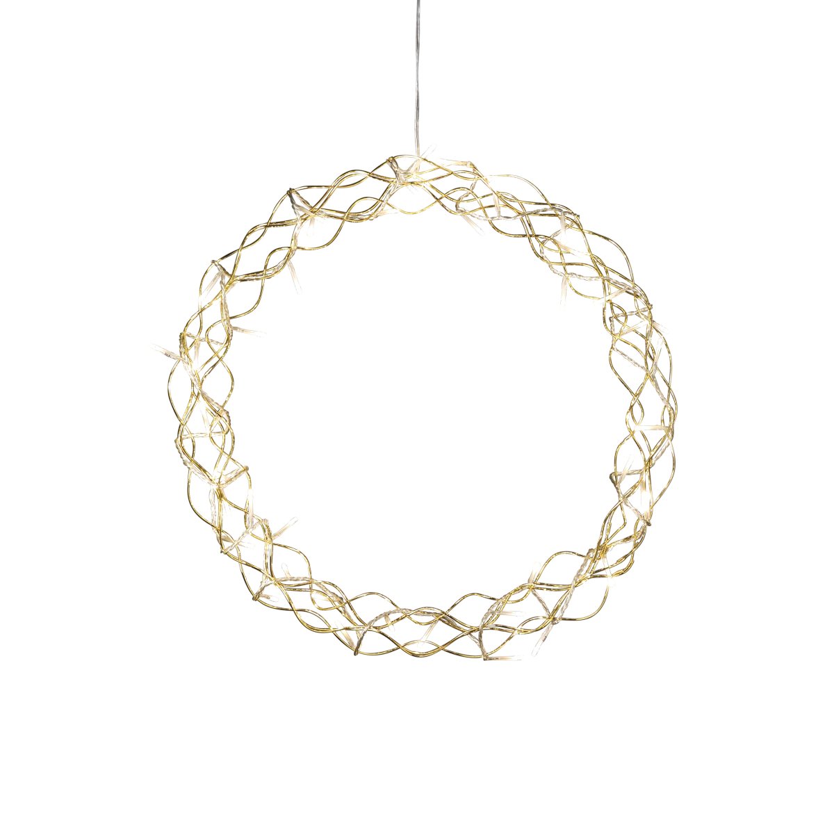 LED-krans Ø45 Goud Van Konstsmide - Met een diameter van 45 cm is de slinger een prachtige decoratie om voor het raam of aan de muur te hangen, perfect om extra gezelligheid te cre&euml;ren tijdens de donkere maanden van het jaar.