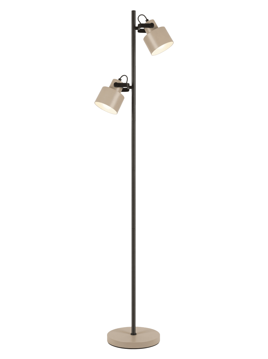  City 2 Beige/zwart vloerlamp Van Aneta Lighting - De City vloerlamp heeft een modern en stijlvol design met een elegante combinatie van zwart en beige metaal.
