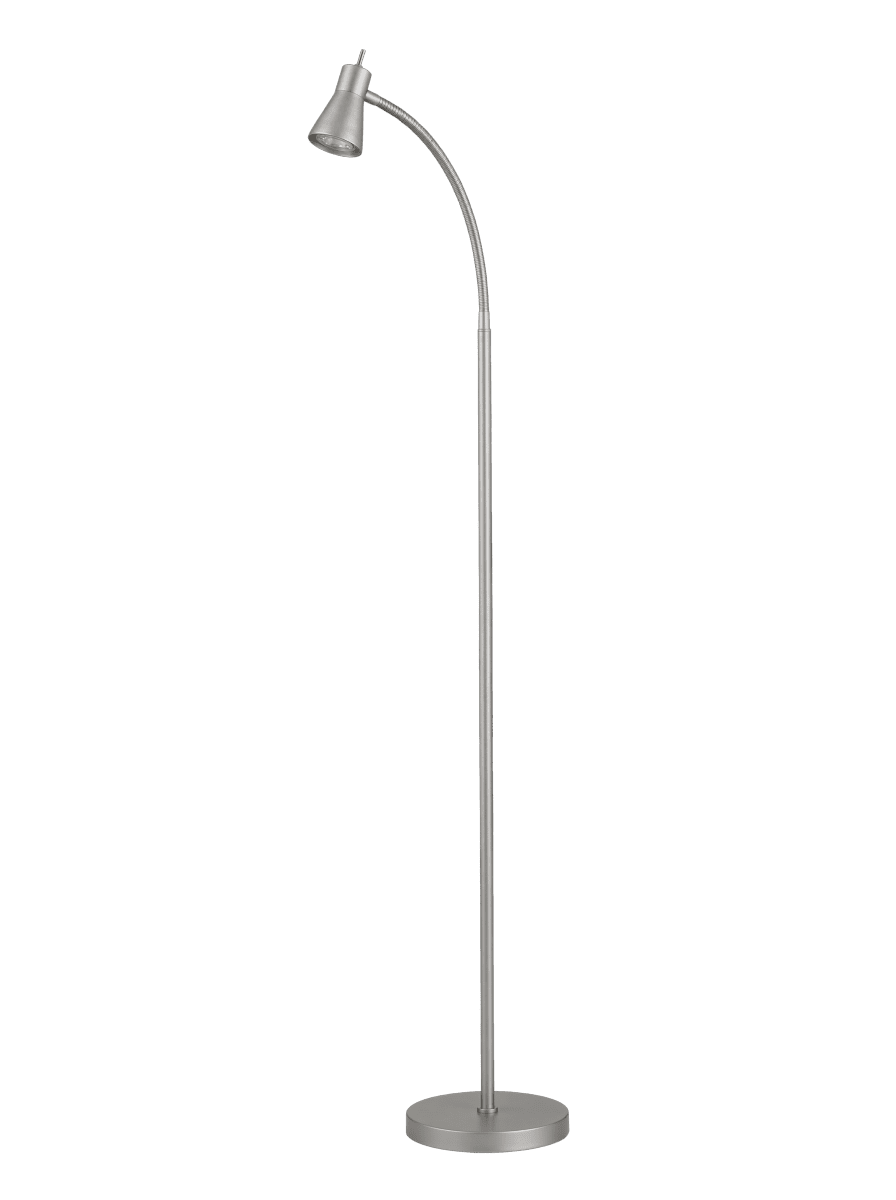  Boden Zilver vloerlamp Van Aneta Lighting - De lamp is gemaakt van metaal met een matzilveren afwerking en heeft een strakke uitstraling waardoor hij gemakkelijk in verschillende omgevingen past.