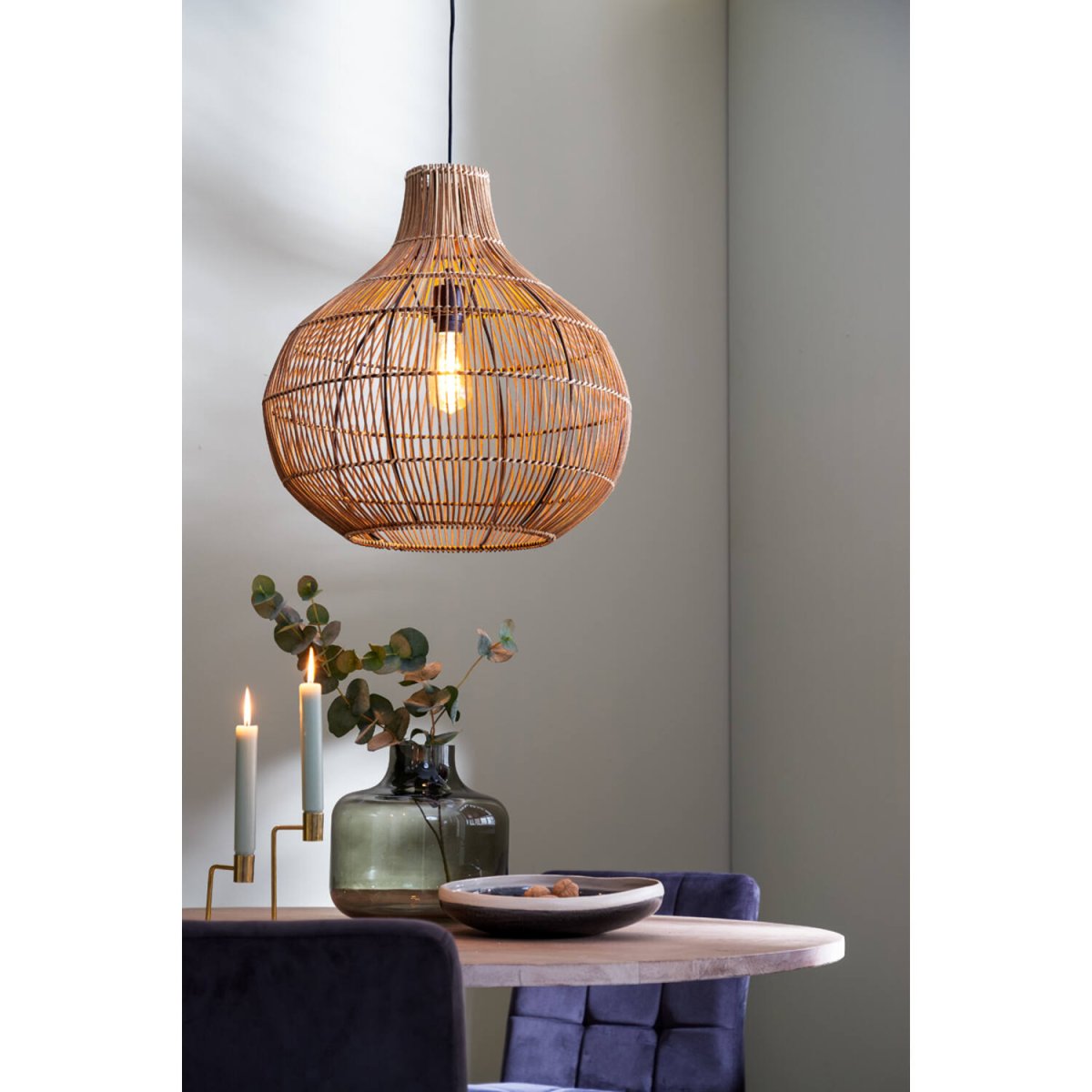 Pacino Ø50 Natuur hanglamp Van Light & Living - Pacino is een prachtige hanglamp van rotan met een bohemian en natuurlijke uitstraling.