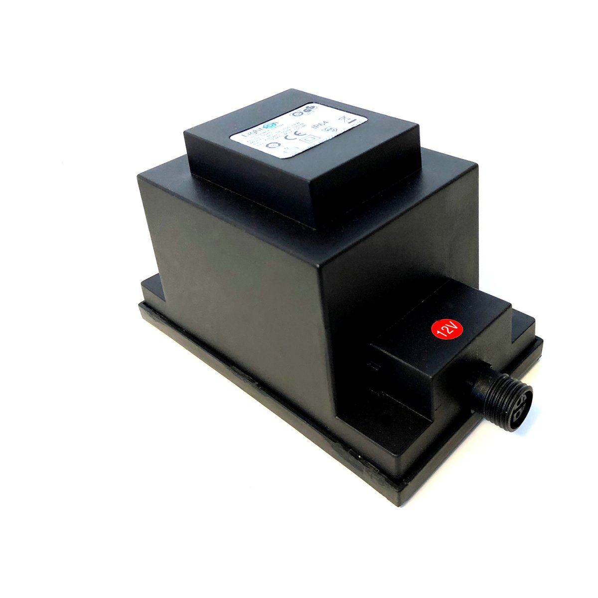 Transformator 105w Zwart Van Lightson - De transformator heeft aan de ene kant een 12 volt snelkoppeling en aan de andere kant een 2 meter lang snoer met een stekker, die u in een normaal stopcontact steekt.