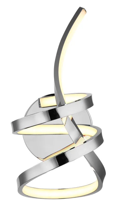 Iduna Ø35 Chroom wandlamp Van Globo Lighting - Iduna &auml;r en v&auml;gglampa som imponerar med sin unika design, d&auml;r den eleganta b&ouml;jda formen och den stilfulla knuten i mitten skapar en modern estetik.