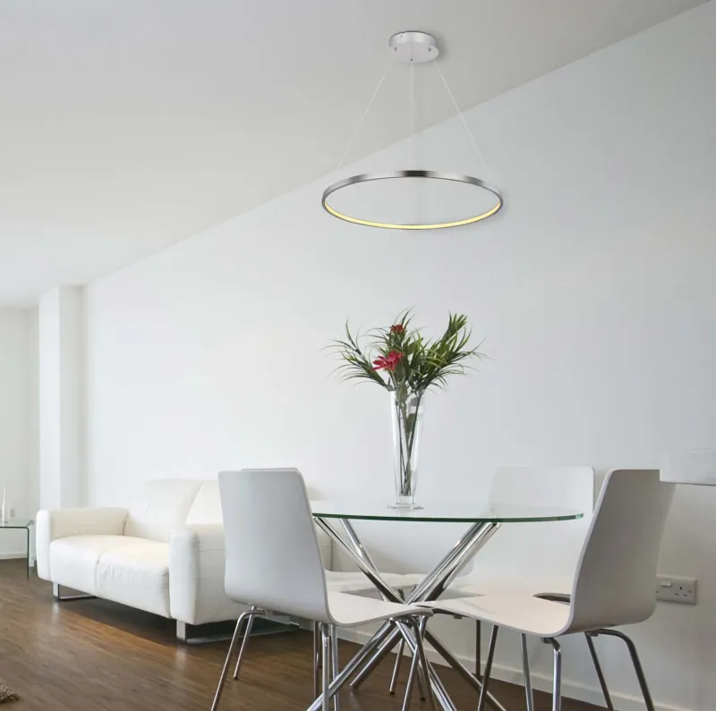 Ralph Ø60 Nikkel hanglamp Van Globo Lighting - Den moderna, runda takpendeln Ralph i matt nickel &auml;r en stilren blickf&aring;ngare i ditt hem.