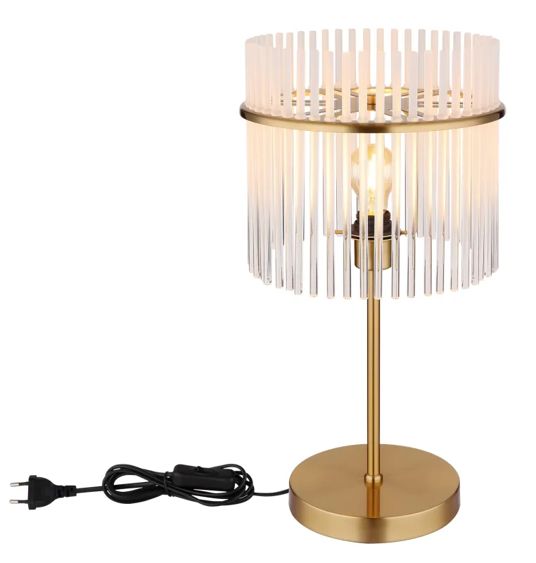Gorley 55cm Goud tafellamp Van Globo Lighting - Med sitt genomt&auml;nkta utf&ouml;rande och h&ouml;gkvalitativa material sm&auml;lter Gorley harmoniskt in i moderna inredningsstilar och ger varje rum en stilfull touch.