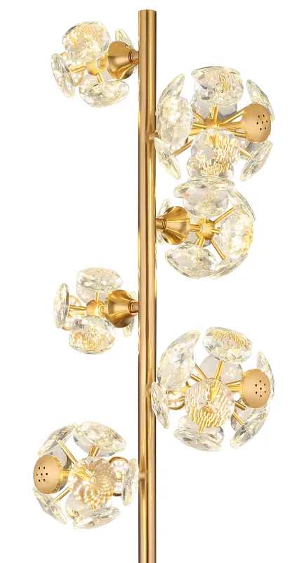 Virina Goud vloerlamp Van Globo Lighting - Med en perfekt balans mellan modern design och funktionalitet blir Virina ett lyxigt blickf&aring;ng som f&ouml;rh&ouml;jer rummets karakt&auml;r och skapar unika ljusmoment.