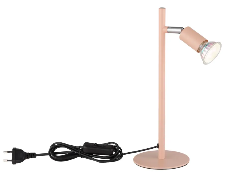 Matrix 30cm Oranje bureaulamp Van Globo Lighting - Den runda basen och det raka metallr&ouml;ret i matt aprikos f&auml;rg ger ett modernt och elegant uttryck.