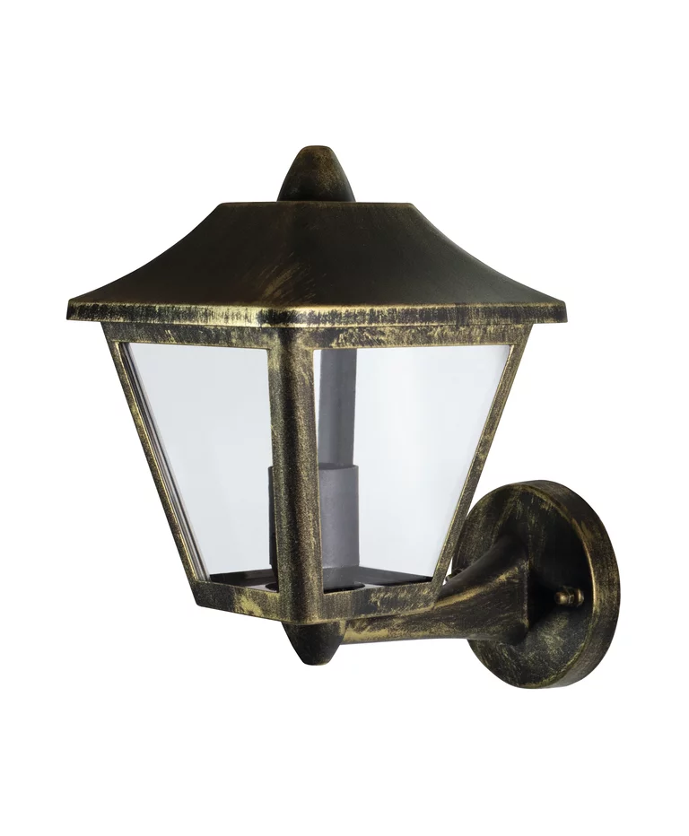 Tradition Zwart/goud buitenlamp Van Ledvance - Het is gemaakt van gegoten aluminium in een zwart en goud design met een heldere polycarbonaat diffuser voor een aangenaam en helder licht.