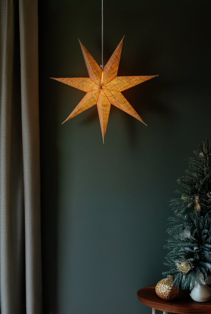 Papieren Ster Ø60 Natuur Van Konstsmide - Prachtige papieren ster in natuurlijke kleur, 60 cm in diameter &ndash; Een stijlvolle kerstdecoratie met een rustieke uitstraling.