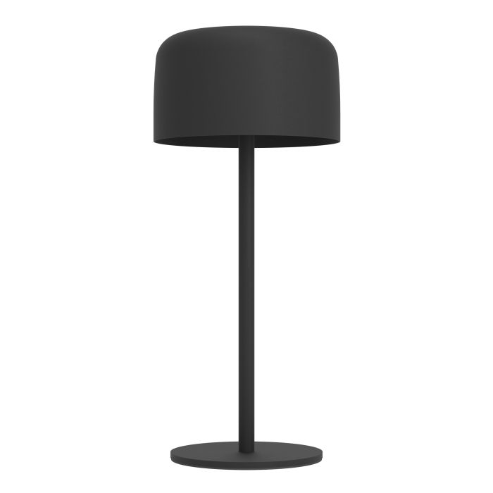 Roccanova 30cm Zwart solarlamp Van Eglo - De lamp laadt u eenvoudig op via het zonnepaneel of de meegeleverde USB-kabel en beschikt over een touchdimmer met drie helderheidsniveaus, waarmee u de verlichting naar wens kunt aanpassen.