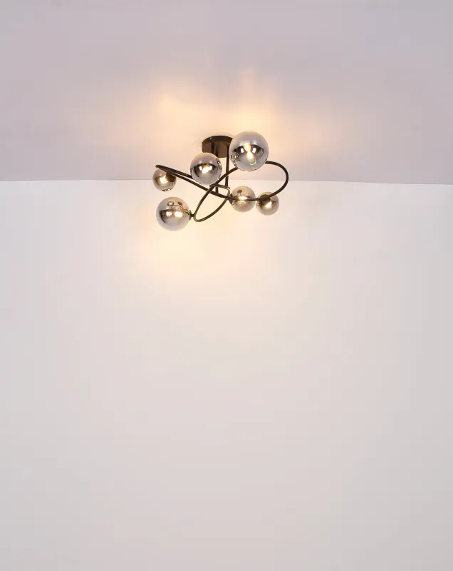 Riha 62cm Rookkleurig plafondlamp Van Globo Lighting - Uppt&auml;ck Riha &ndash; en imponerande plafond som skapar en elegant atmosf&auml;r i ditt hem.