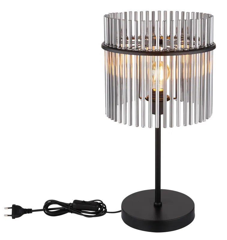 Gorley 55cm Zwart tafellamp Van Globo Lighting - Med sitt genomt&auml;nkta utf&ouml;rande och h&ouml;gkvalitativa material sm&auml;lter Gorley harmoniskt in i moderna inredningsstilar och ger varje rum en stilfull touch.