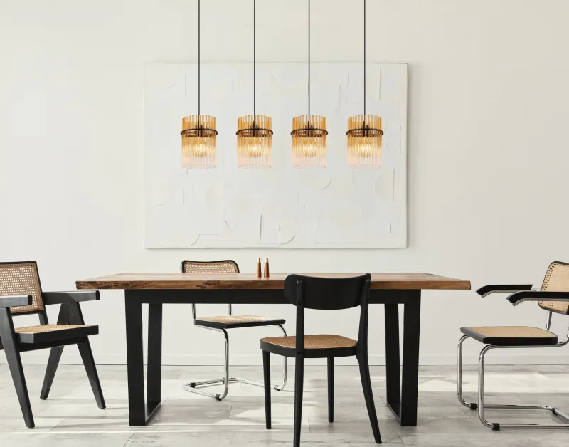 Gorley 110cm Amber hanglamp Van Globo Lighting - Gorley&nbsp;takpendel kombinerar elegant design med h&ouml;g funktionalitet och blir en sofistikerad inredningsdetalj i ditt hem.