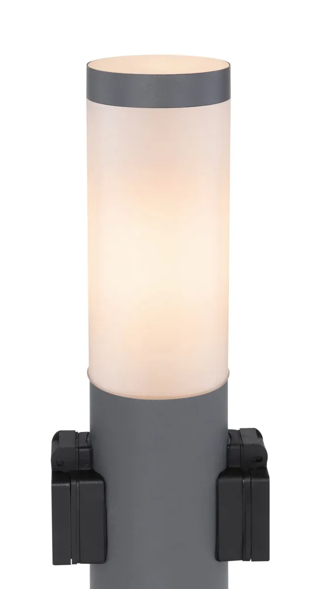 Boston 45cm Antraciet lichtpaaltjes Van Globo Lighting - Tillverkad i rostfritt st&aring;l med en opalvit plastsk&auml;rm ger den ett mjukt och behagligt ljus.