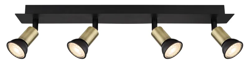 Drew 4 Goud spot Van Globo Lighting - Drew &auml;r en stilren takspotlight som imponerar med sin design i mattsvart och guld.