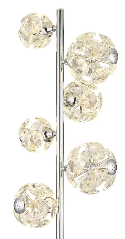 Virina Chroom vloerlamp Van Globo Lighting - Med en perfekt balans mellan modern design och funktionalitet blir Virina ett lyxigt blickf&aring;ng som f&ouml;rh&ouml;jer rummets karakt&auml;r och skapar unika ljusmoment.