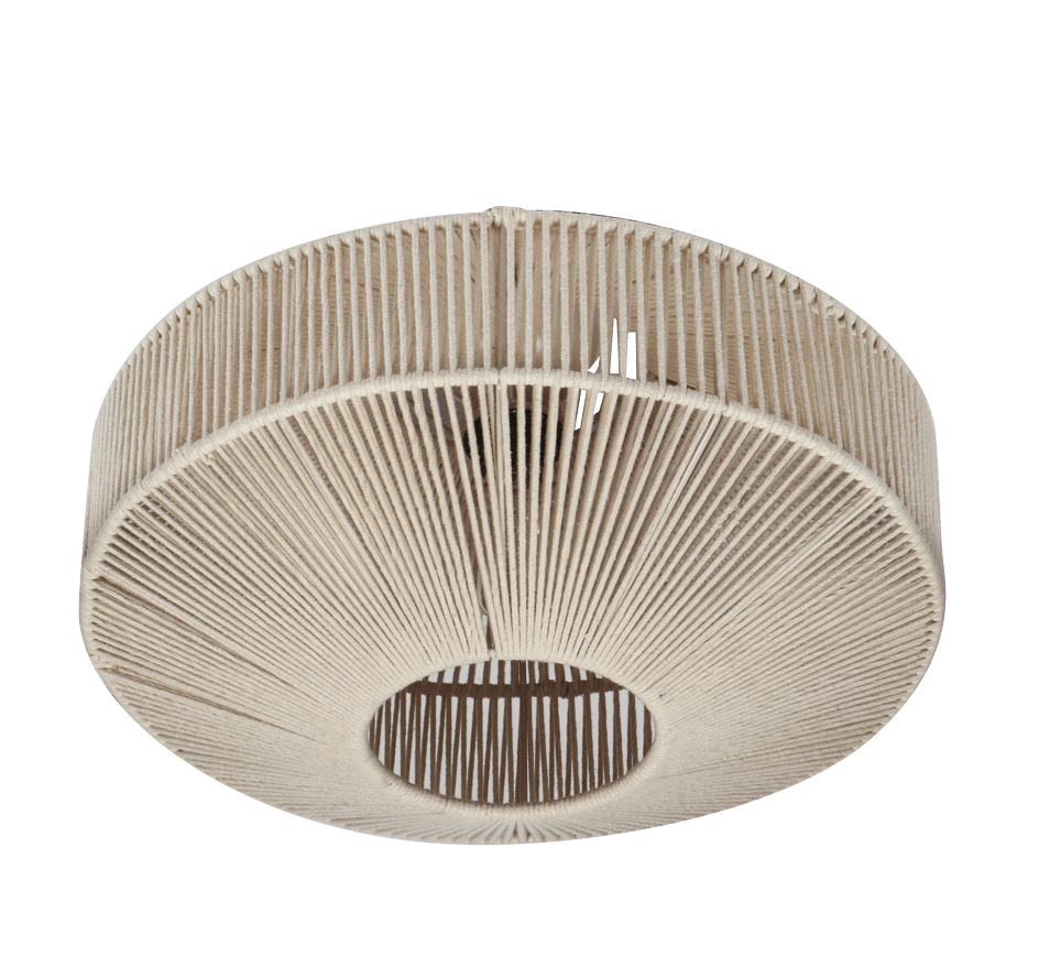 Svea Ø46 Beige plafondlamp Van Trio Lighting - De zorgvuldig geweven katoenen kap cre&euml;ert een prachtig lichtspel en geeft de kamer een warme en levendige sfeer.