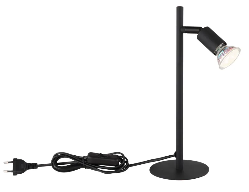 Matrix 30cm Zwart bureaulamp Van Globo Lighting - Den runda basen och det raka metallr&ouml;ret i mattsvart ger ett modernt och elegant uttryck.