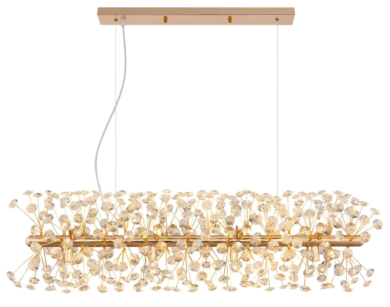 Katrina 90cm Goud kristal Van Globo Lighting - Laat Katrina het kroonjuweel van uw huis zijn en geef uw kamers een tijdloze elegantie met sprankelende schittering.