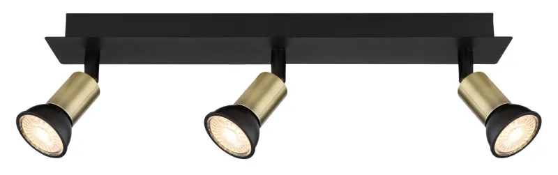 Drew 3 Goud spot Van Globo Lighting - Drew &auml;r en stilren takspotlight som imponerar med sin design i mattsvart och guld.