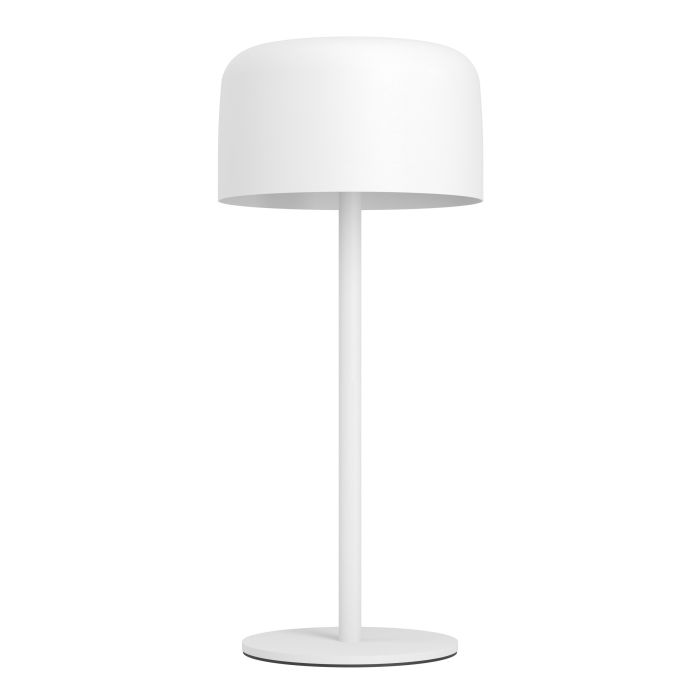 Roccanova 30cm Wit solarlamp Van Eglo - De lamp laadt u eenvoudig op via het zonnepaneel of de meegeleverde USB-kabel en beschikt over een touchdimmer met drie helderheidsniveaus, waarmee u de verlichting naar wens kunt aanpassen.