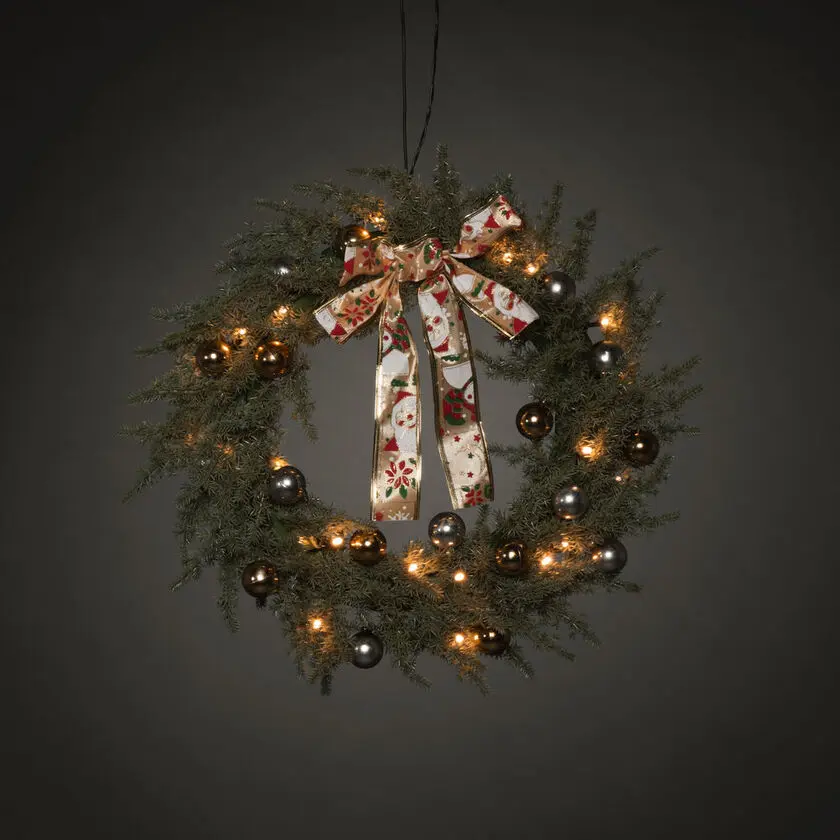 Grankrans Ø40 Groente Van Konstsmide - Perfect voor de deur of de muur - Verspreidt een warme kerstsfeer.